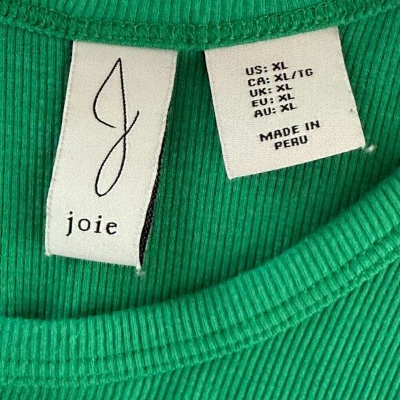 Joie Ribbed Knit Modal Cotton 3 Button Kelly Green Tank Top - Women’s US XL - Picture 4 of 5
